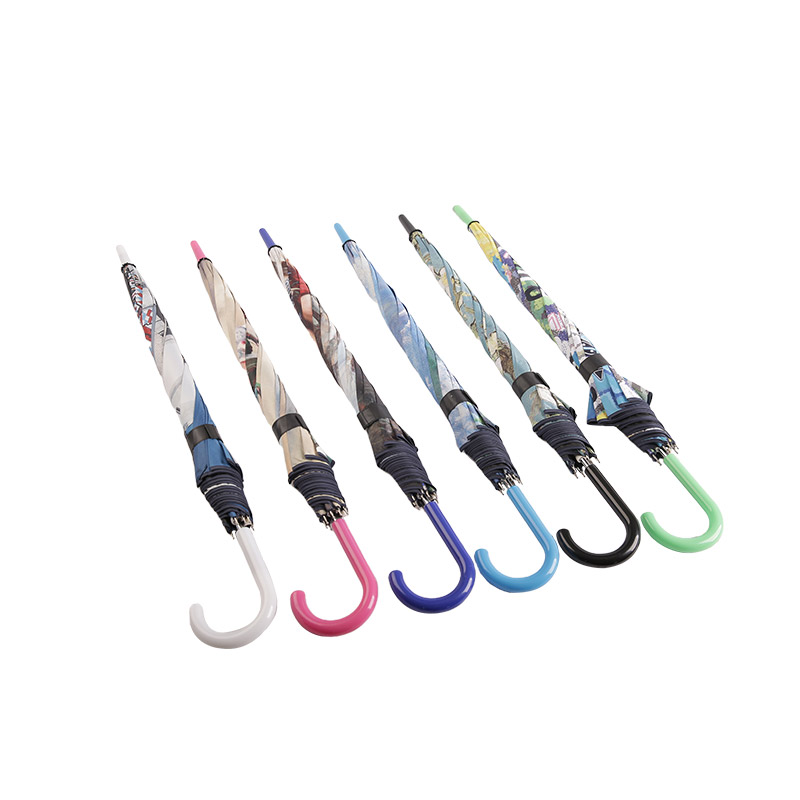 Krajinomalba tisk Pongee With Black Coated Straight Deštník-0E6B0080