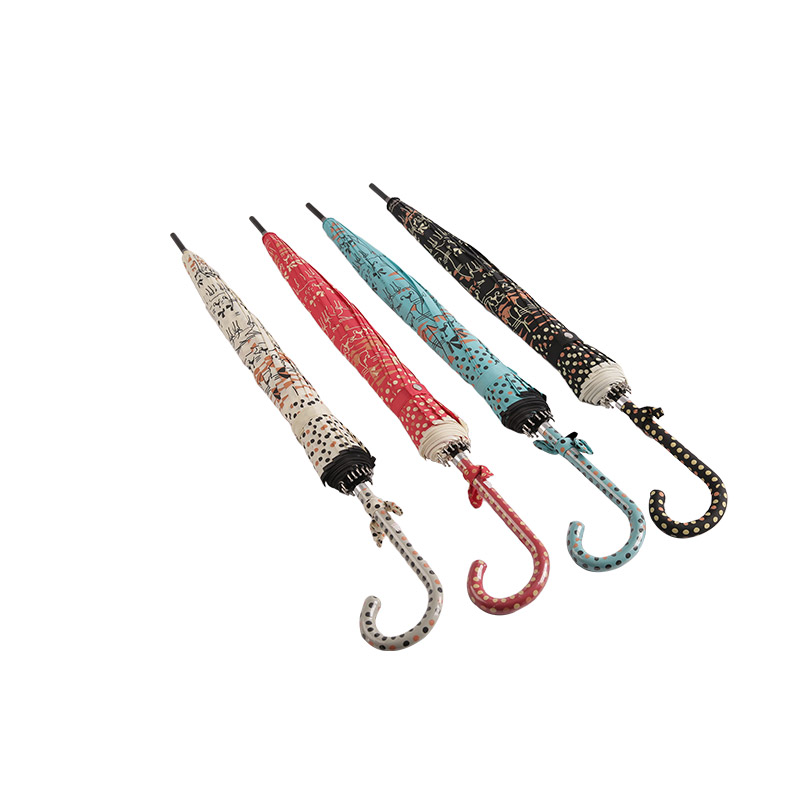 Dvojité stylové kočičí a puntíkované pongee s potaženým rovným deštníkem-0E6B0118