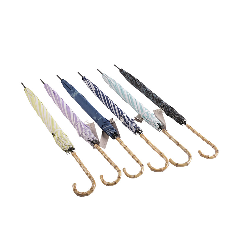 Mládežnické modré pruhy Pongee s UV povlakem rovný deštník-0E6B0129