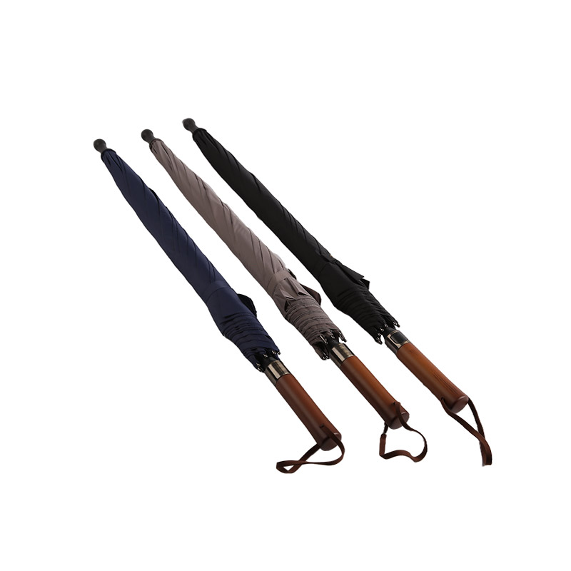 Černý špičkový deštník Pongee Straight-0E6B0213