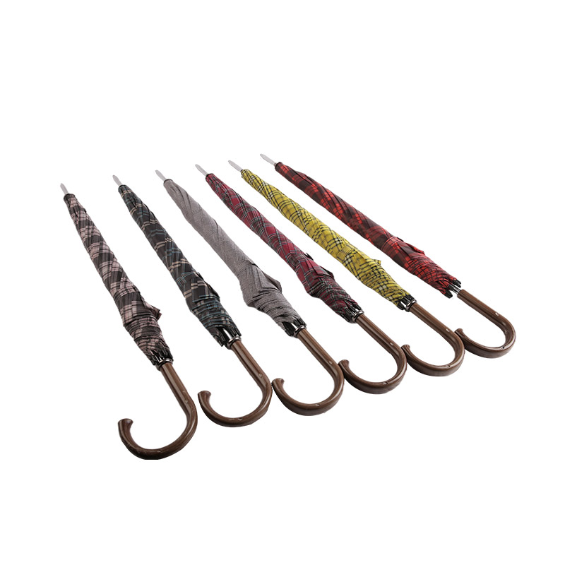 Červený kostkovaný studentský duch polyesterový rovný deštník-0E6B0329