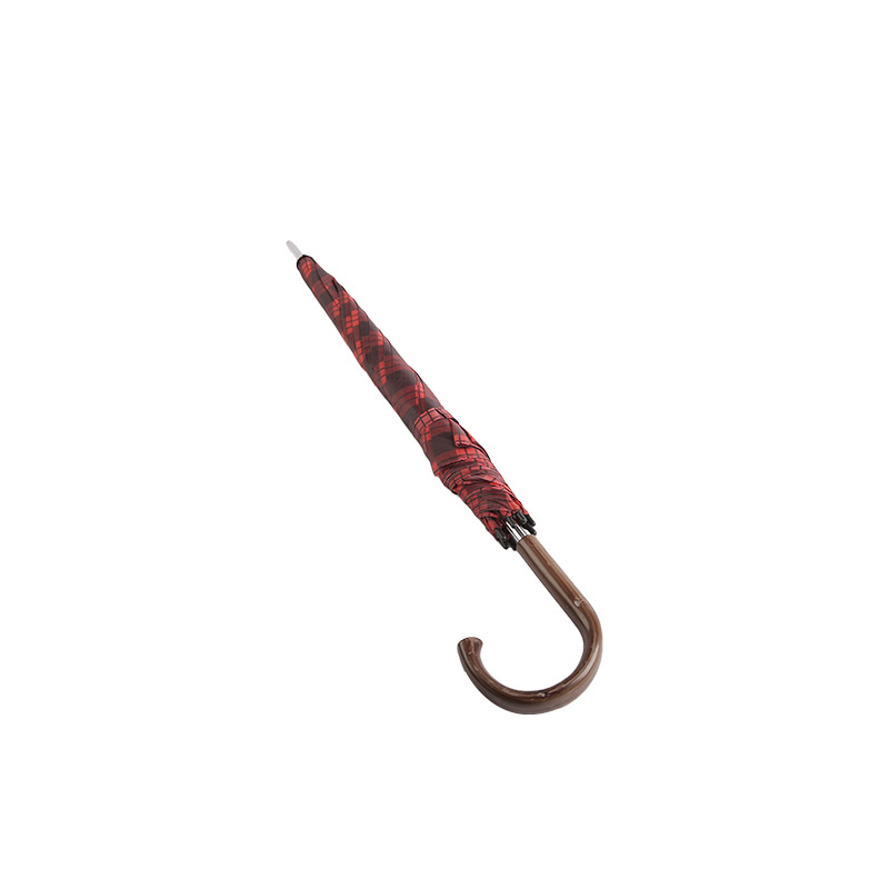 Červený kostkovaný studentský duch polyesterový rovný deštník-0E6B0329