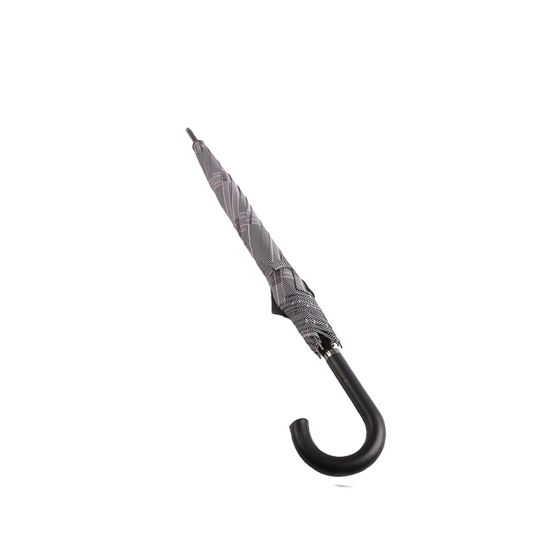 Tmavě šedý kostkovaný deštník Pongee Straight-0E6B0351