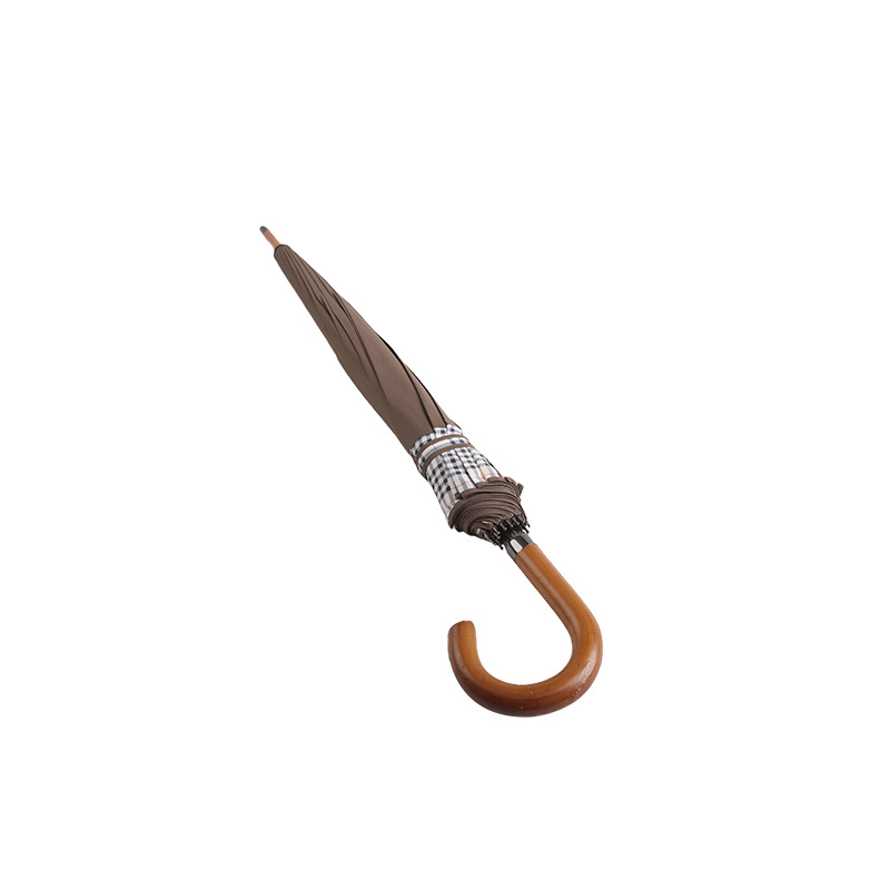 Shoda mezi hnědým a kostkovaným deštníkem Pongee Straight-0E6B0402