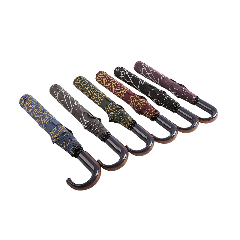 Geometrické vzory Pongee Dvousložkový deštník-0E6B0412