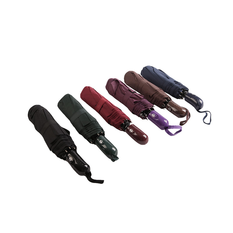 Tmavý deštník odolný proti dešti Pongee Třísložkový deštník-0E6B0491