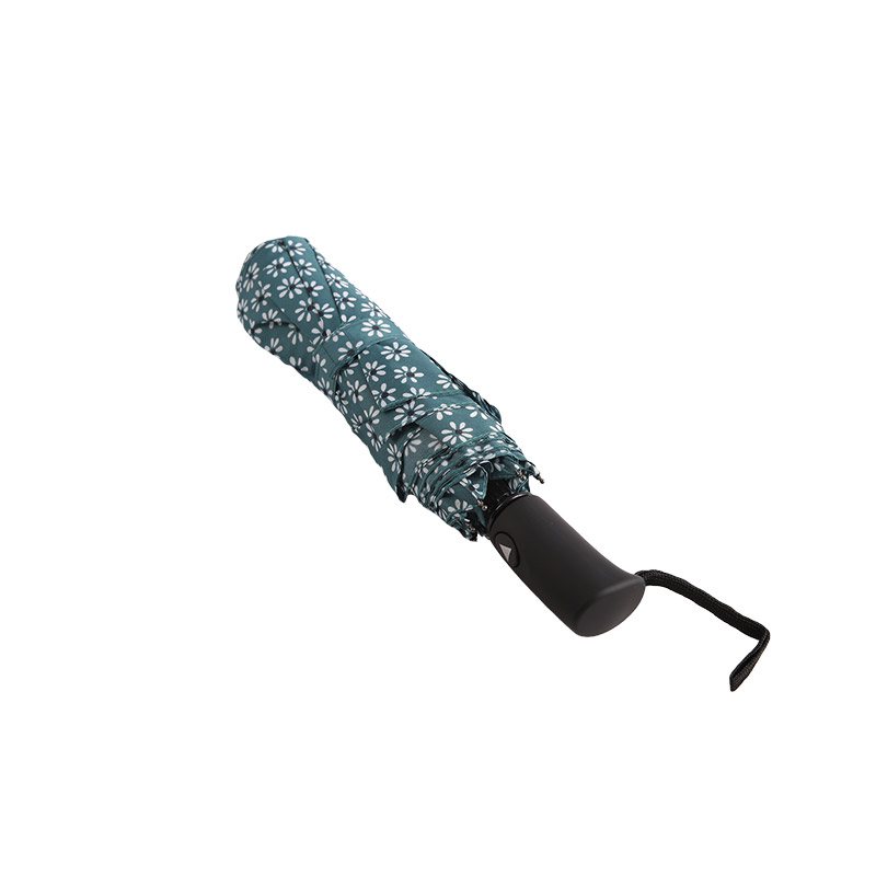 Zelený Fresh Floral Pongee Třísložkový deštník-0E6B0512