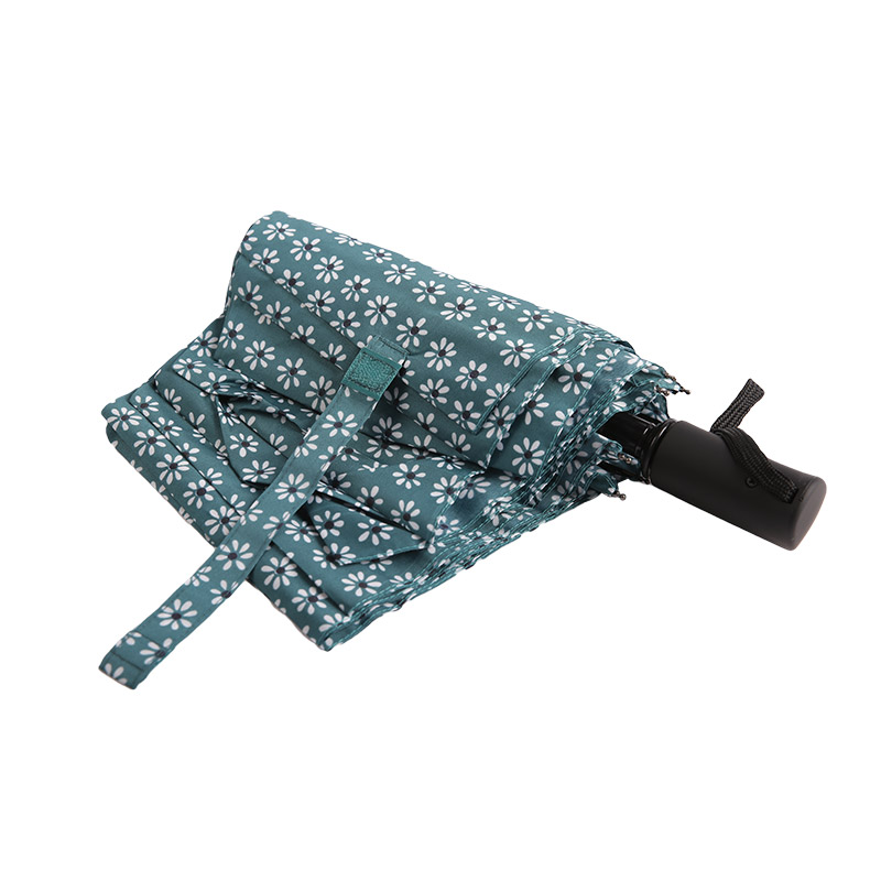 Zelený Fresh Floral Pongee Třísložkový deštník-0E6B0512